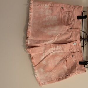 7 For All Mankind Light Pink Frayed Jean Shorts